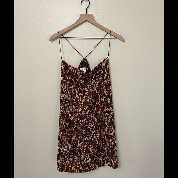 RUST ANIMAL PRINT DRAPED FRONT DRESS - Picture 5 of 9